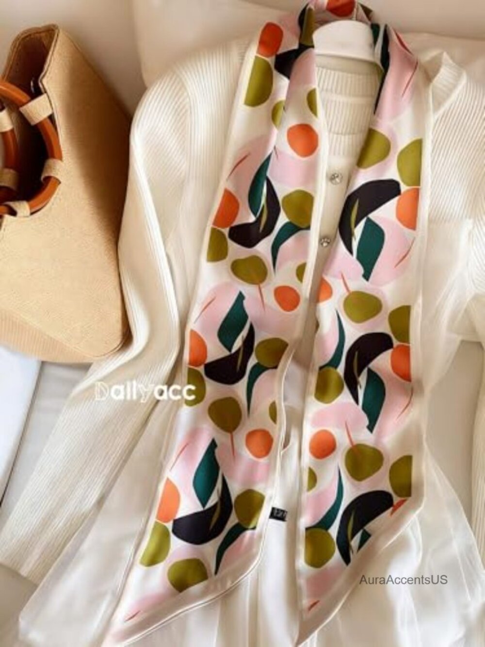 Silky Satin Hair Scarf Wrap Lightweight Neck Scarf Handbag Accessory - Picture 2 of 6